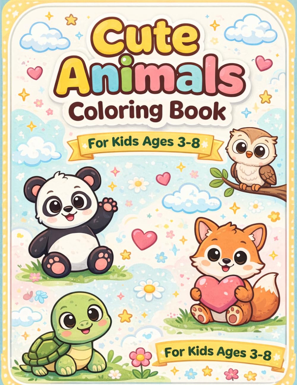 Cute Animals Coloring Book for Kids Ages 3–8: Fun and Easy Coloring Pages with Adorable Animals for Toddlers and Young Kids