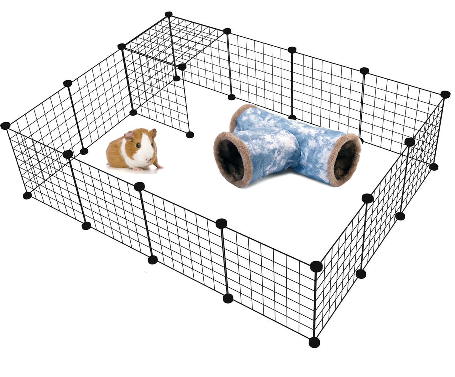 LeerKing 3 Vie Tunnel per Criceti Gioco Piccoli Animali Nascondiglio Pieghevole Caverne Gabbie Accessori Tela Lavabile Coniglio Cavia Furetti Ratti Cincillà Grigio L