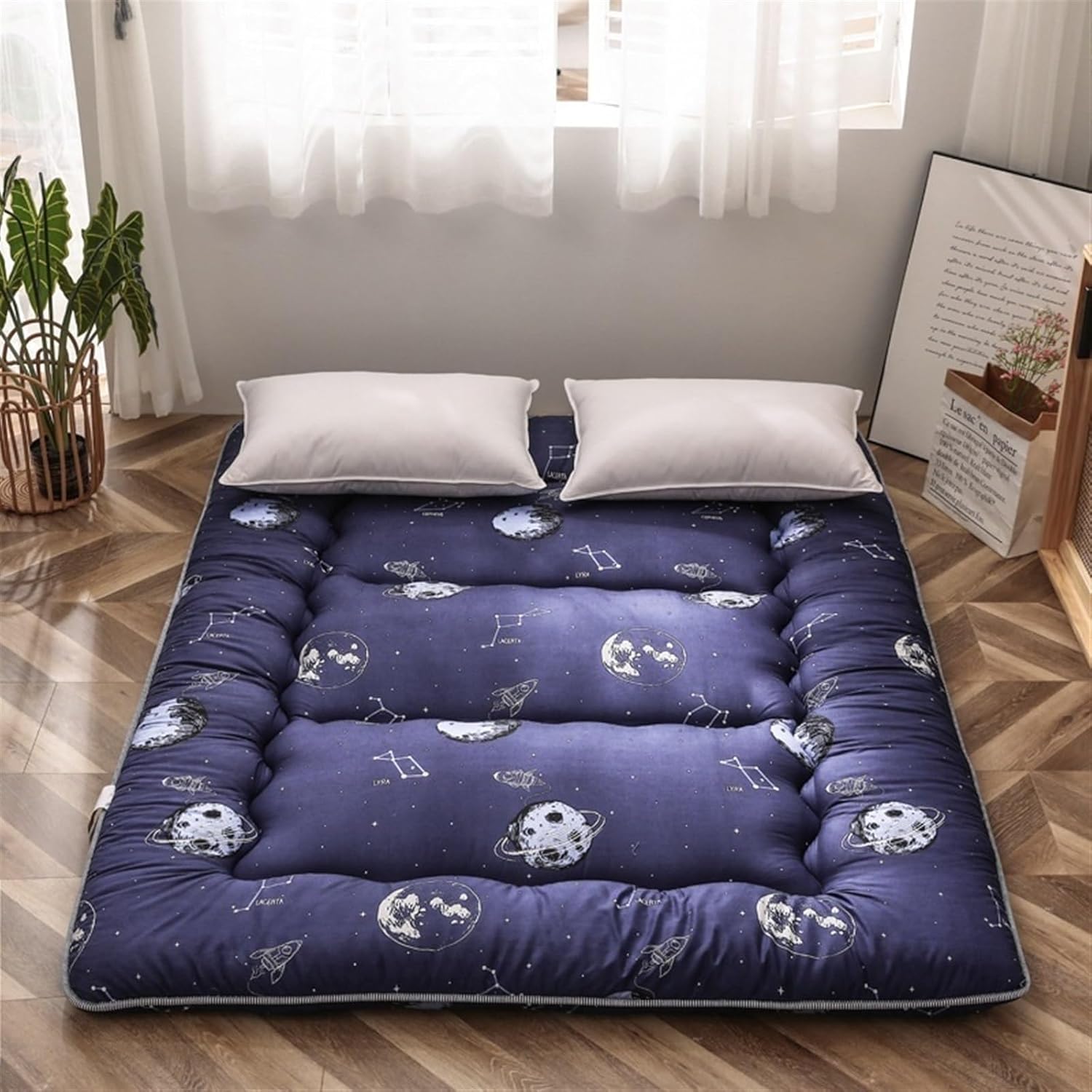 Thicken Futon Mattresses Floor Mattress Japanese Tatami Mat Foldable Roll Up Mattress Soft Folding Sleeping Pad Single Double Japanese Futons (Color : D, Size : 1.8 * 2m)