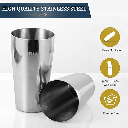 Miniatura 2 de Juego de mezclador de bar coctelera profesional de acero inoxidable de alta calidad, 25 onzas. Perfecto para bebidas caseras de fiesta con tus