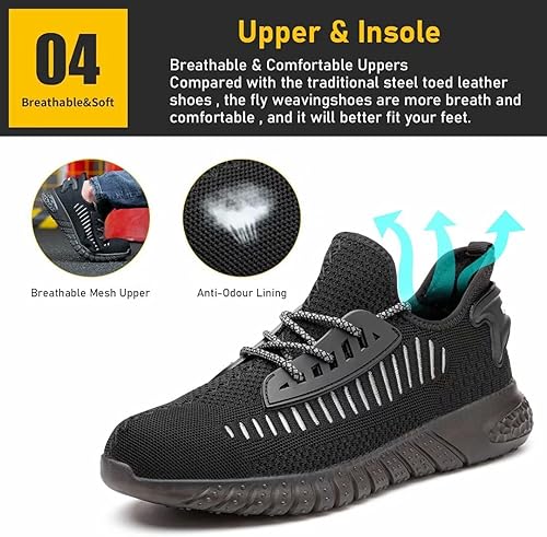 Miniatura 5 de Furuian Steel Toe Shoes for Men Comfortable Safety Shoes Non Slip Steel Toe Sneakers Warehouse Industry Contstruction Mens Work Shoes