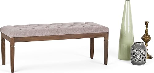 Miniatura 18 de SIMPLIHOME Waverly - Banco otomano rectangular tradicional copetudo de 48 pulgadas de ancho en piel sintética vegana marrón envejecida, ensamblado,