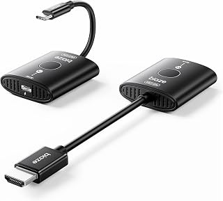 biaze Wireless HDMI Transmitter Receiver 1080P@60Hz - No WiFi/Drivers, USB-C TX, 165ft Range, Plug & Play for Laptop/PC to TV/Monitor
