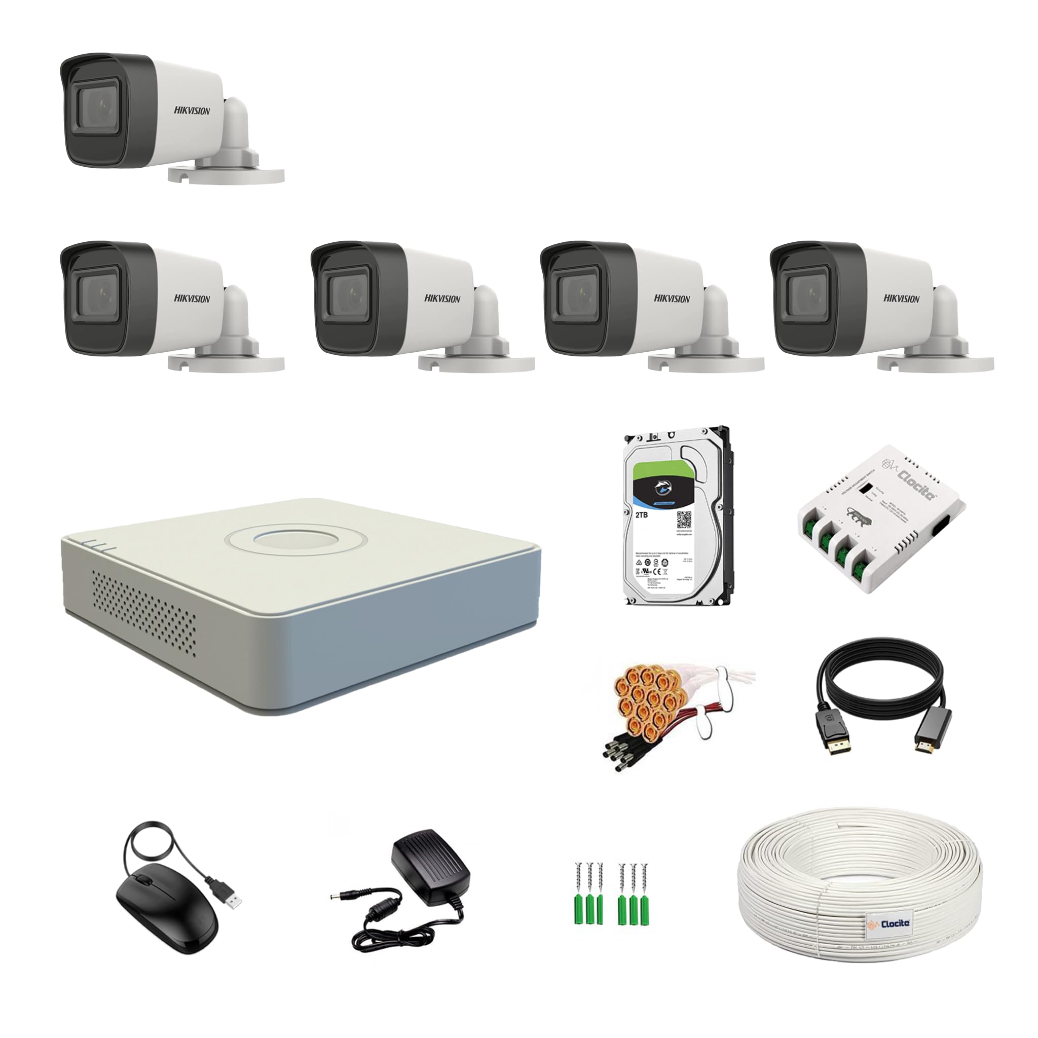 Hikvision 8 Channel DVR Kit - 5MP Cameras & 2TB HDD -25