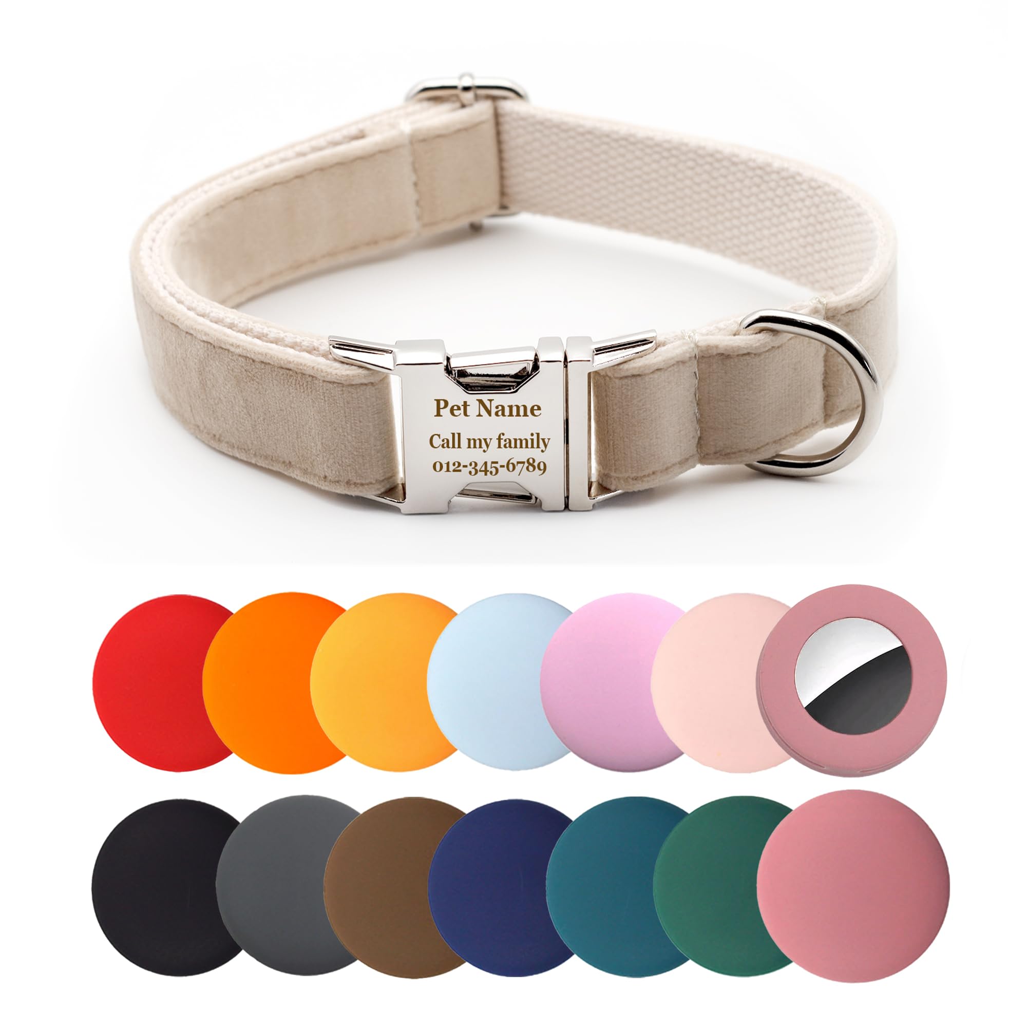 Personalized Dog Collar Thick Velvet (Milky White)