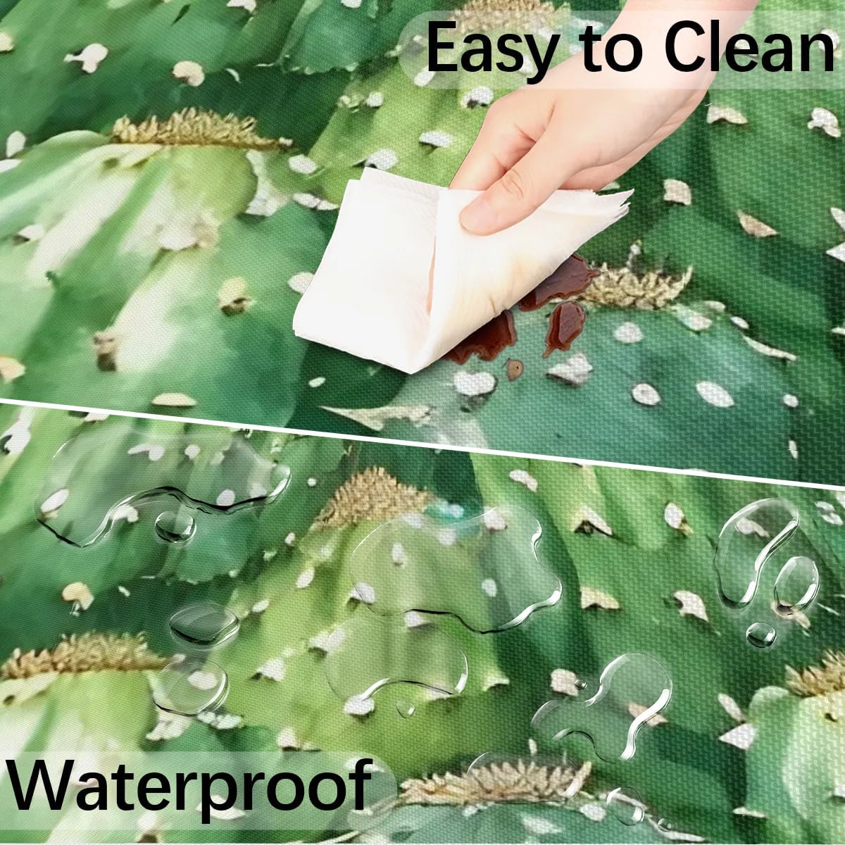 Cactus Placemats Round Outdoor Tablecloth with Umbrella Hole and Zipper Waterproof Fitted Tablecloth with Elastic Edge Table Cover for Picnic Garden, 45''-56''
