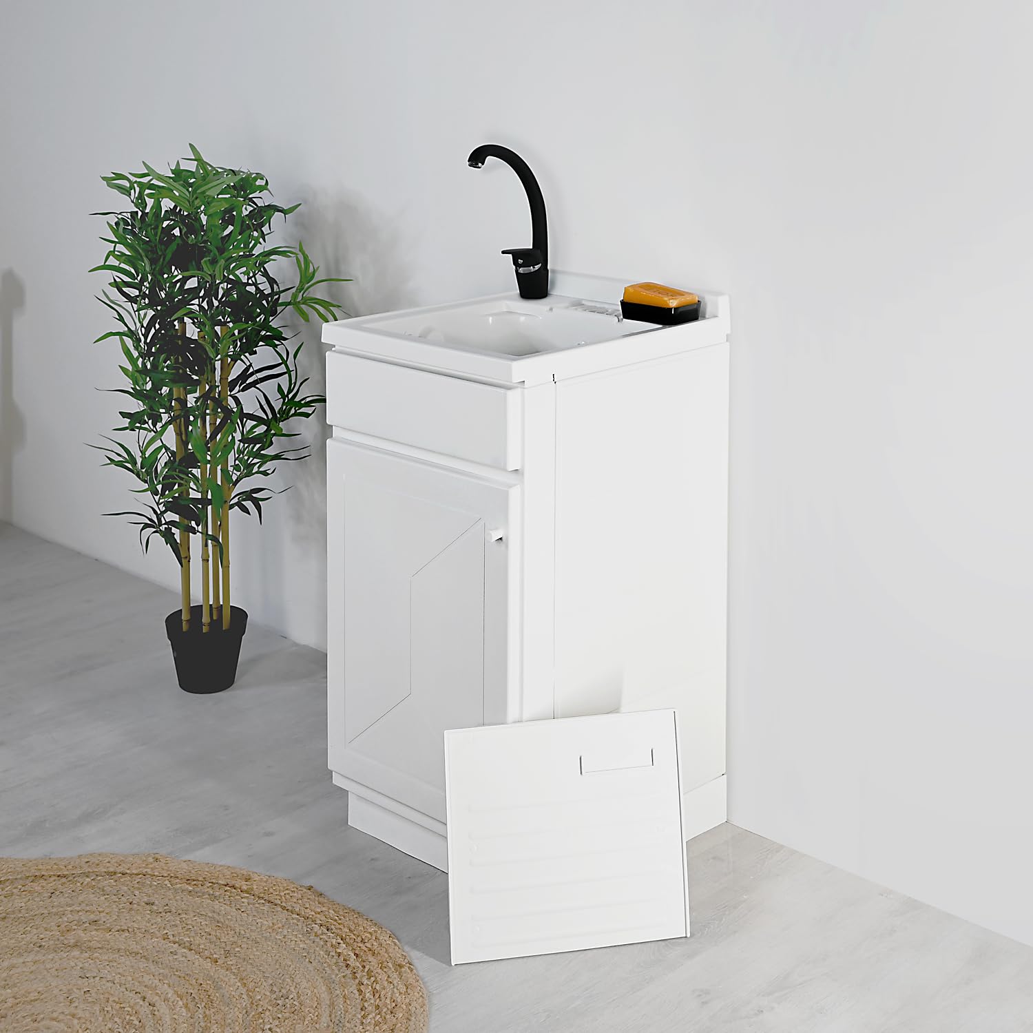 Mueble lavadero exterior interior 45 x 50 Regina Plus con piloto eje de lavado y sifón resistente al agua y la humedad