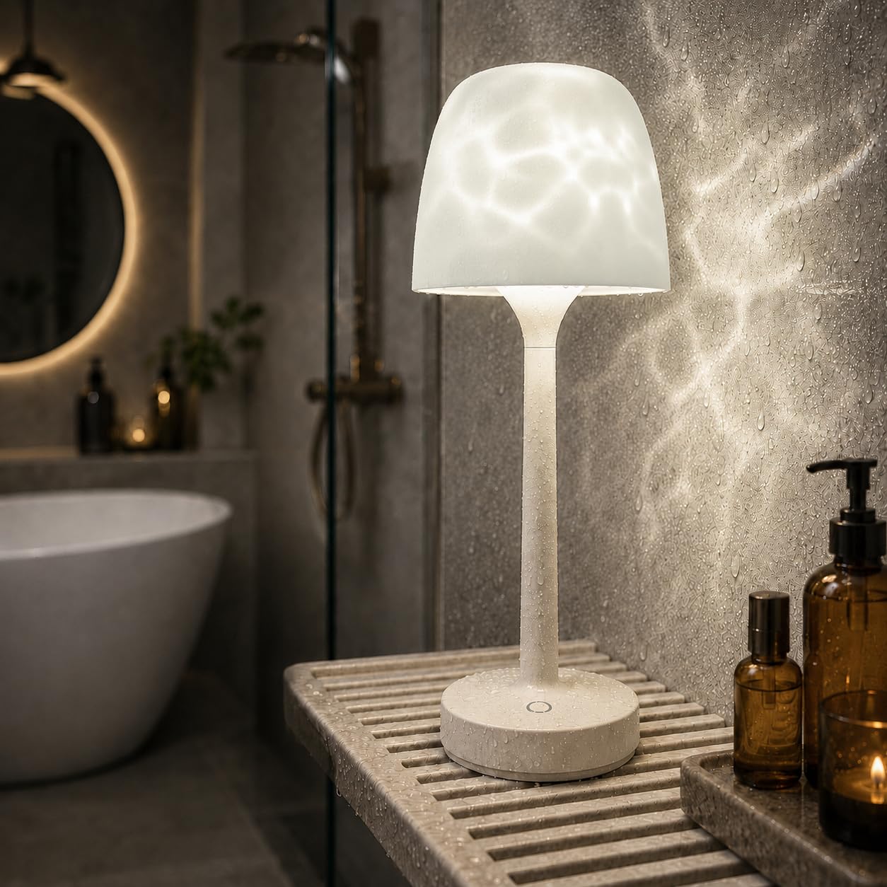 Joueainou RGB Water Wave Light Rechargeable, Bathroom Mood Projector Light