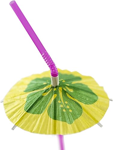 Miniatura 5 de Super Z Outlet Pajitas tropicales hawaianas para playa, decoración de fiesta Luau para cócteles y bebidas, paquete de 48