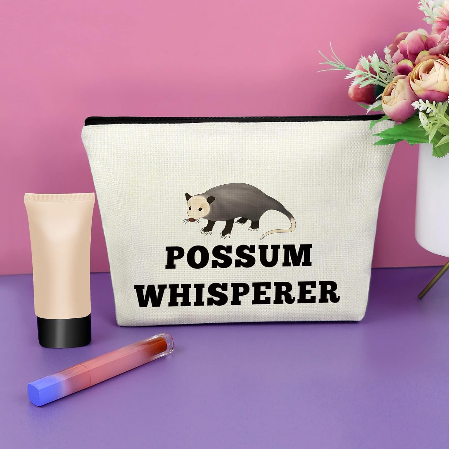 Sazuwu Possum Lover Gifts Makeup Bag Possum Themed Birthday Decorations Opossum Owner Gifts Funny Cosmetic Bag Christmas Appreciation Graduation Present Travel Pouch - Image 2
