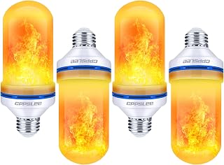 CPPSLEE LED Flame Light Bulbs, 4 Modes Fire Light Bulbs, E26 Base Flame Bulb, Halloween Decorations Outdoor Indoor Home, Halloween Lights Bulbs (Yellow, 4 Pack)