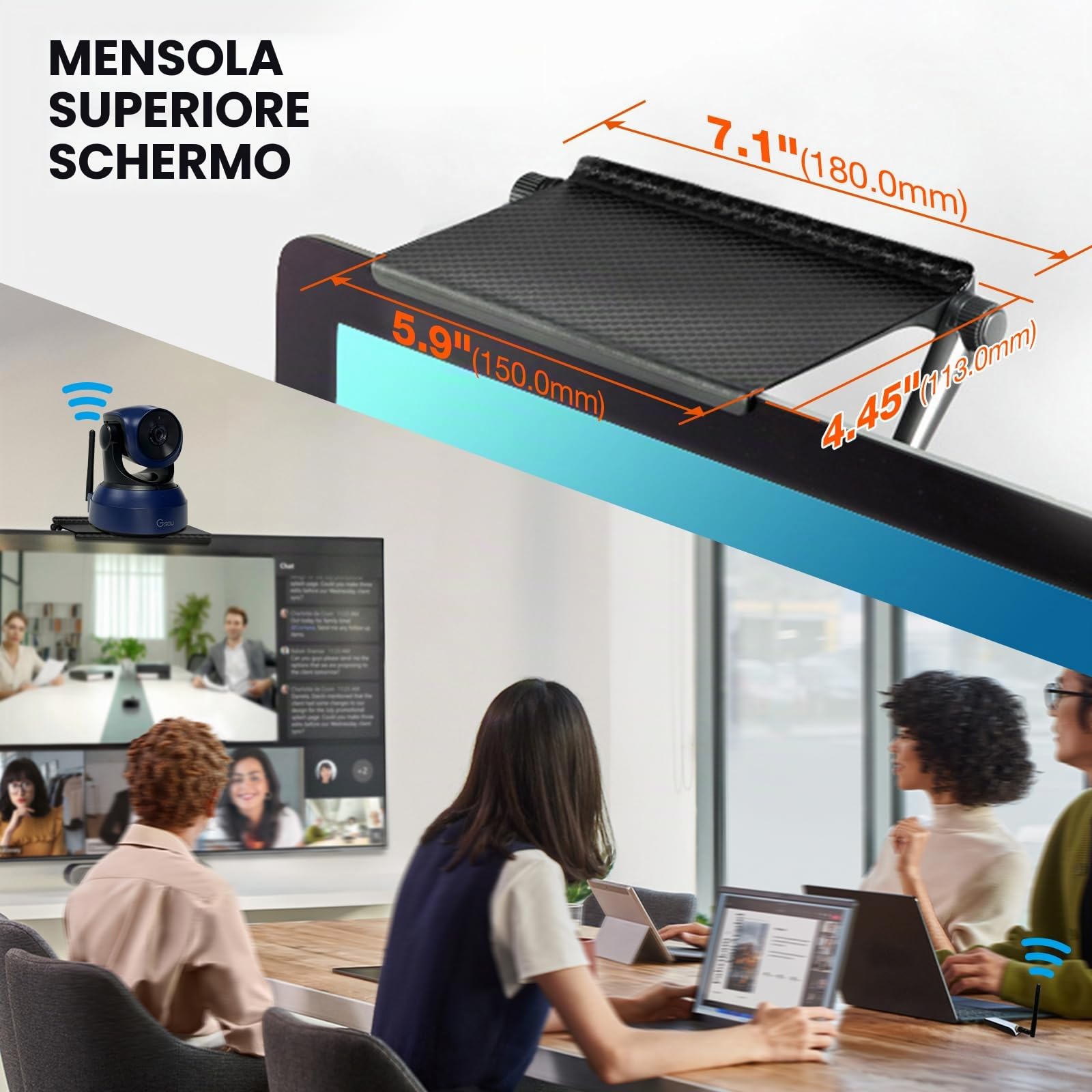 Gsou Webcam wireless, videocamera HD 1080P per videochiamate e streaming Plug and Play, telecamera regolabile per PC, Mac/Laptop/Macbook, funziona con zoom, Skype, team (con supporto per treppiede)