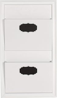 DesignOvation Walcott Decorative Wall Organizer Mail Holder with Two Pockets, White