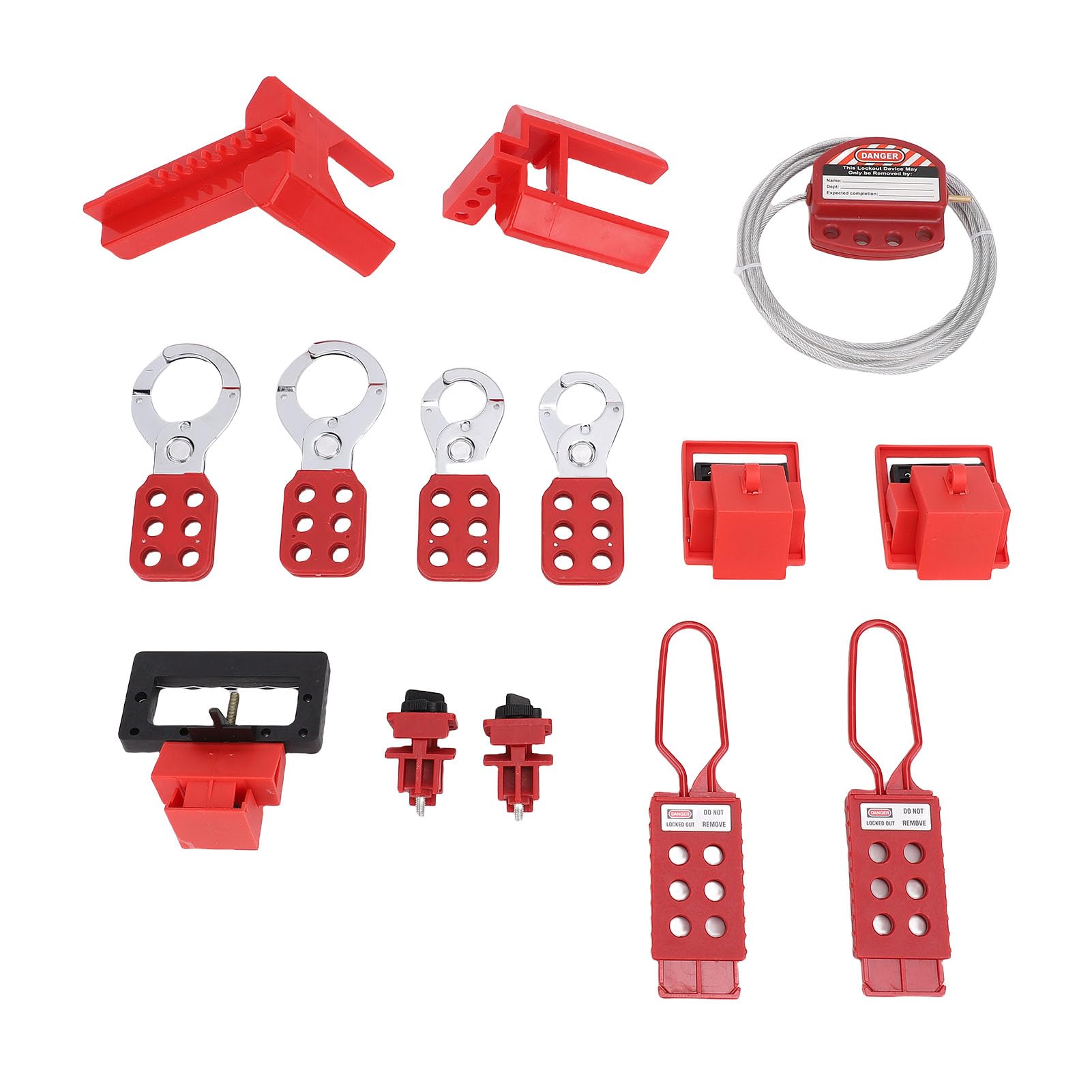 RiToEasysports Kit de bloqueo con caja de herramientas, kit de candados de seguridad industrial para mantenimiento de aparatos eléctricos, abrazadera y cierres universales con