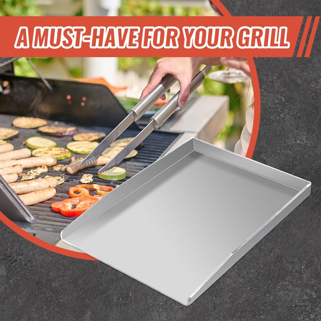 Havy-Duty Stainless Steel Griddle Pan for Outdoor Grill Stove Cooking 15.75 X 11.8 inch