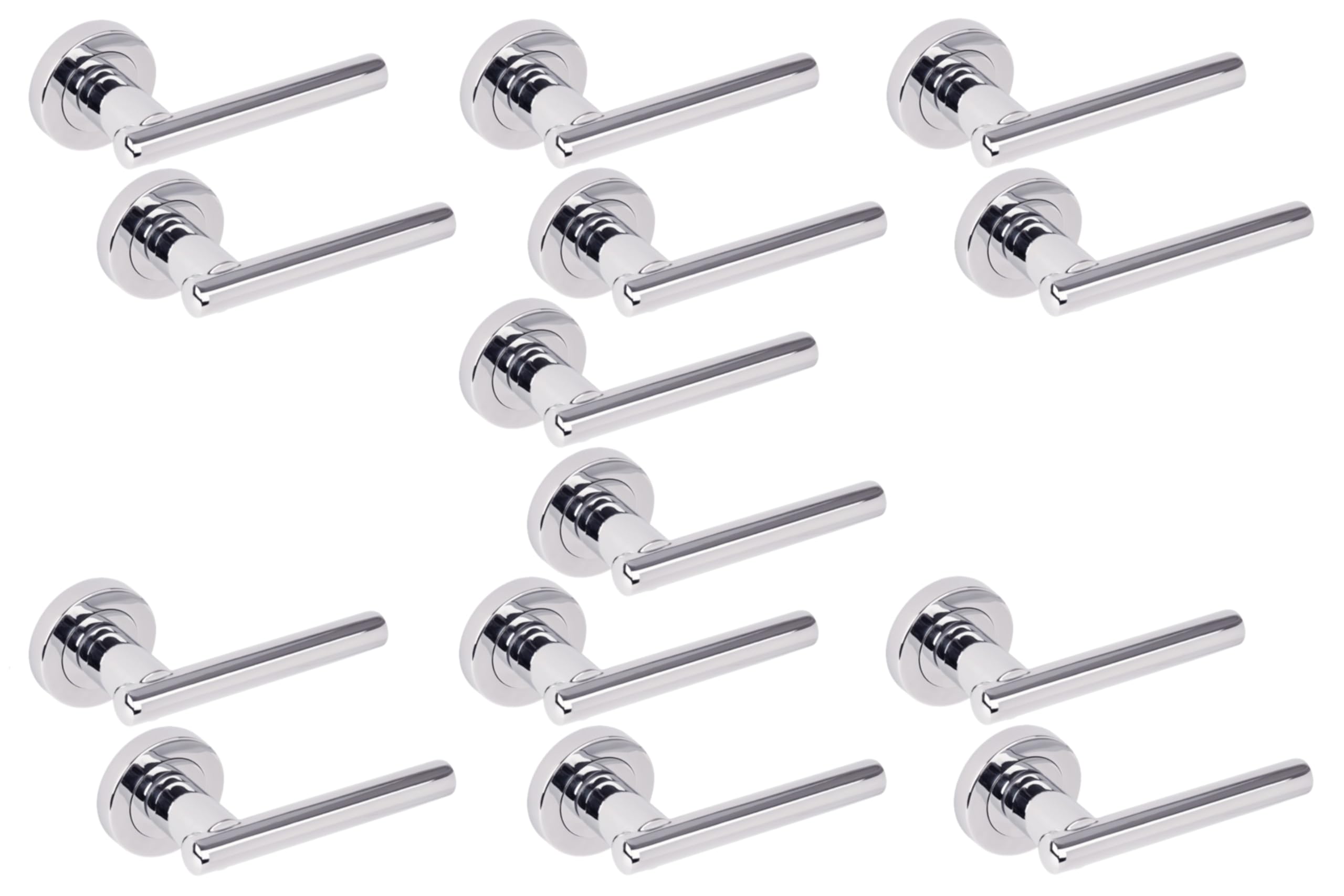 Hunta HANDLEZONE® 7 Sets Solus Lever On Round Rose Door Handles, Internal Passage Latch Handles - Polished Chrome — image 1