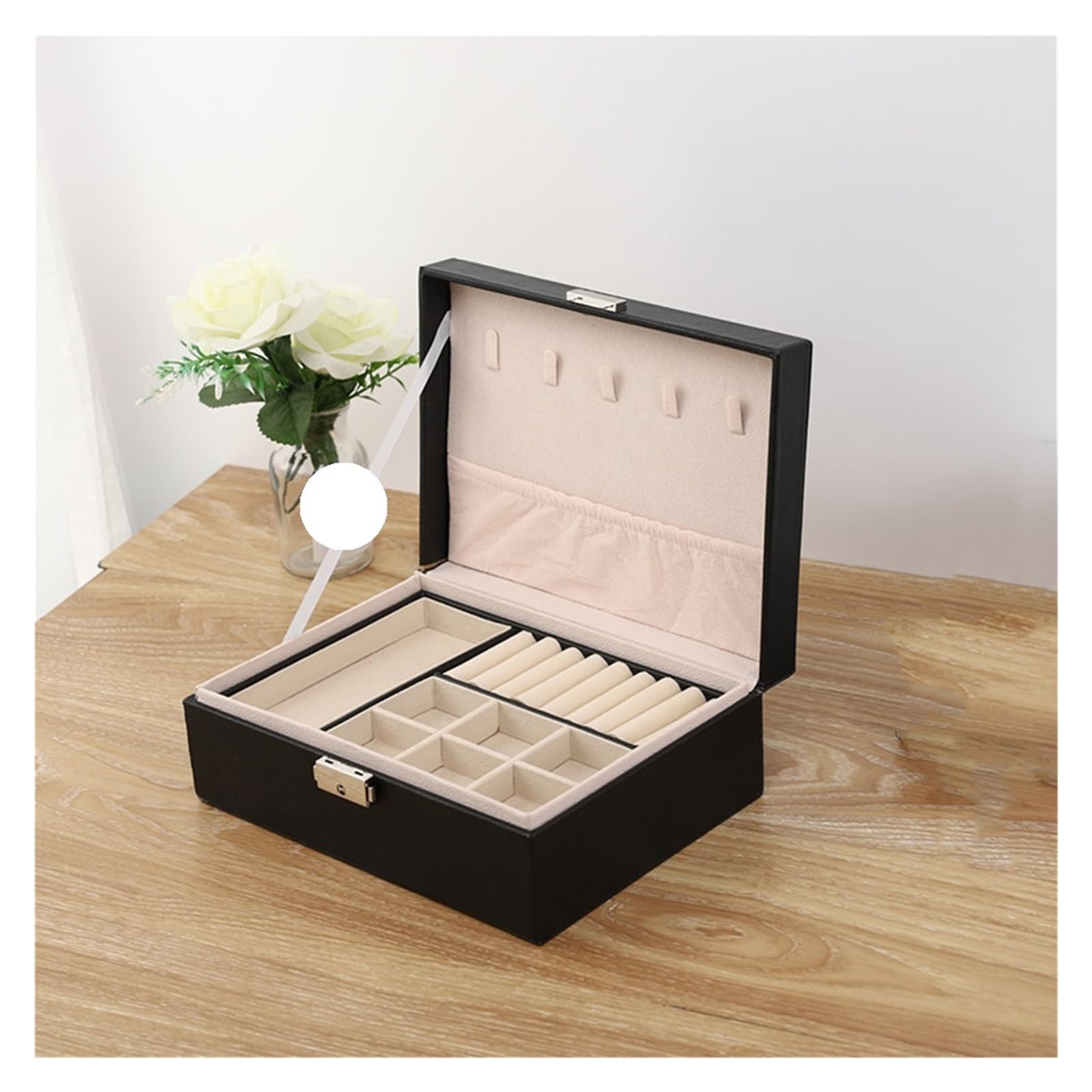 1PC, Large Capacity Jewelry Storage Box,For Home Or Travel Para Anillos, Collares, Pendientes Y Pulseras