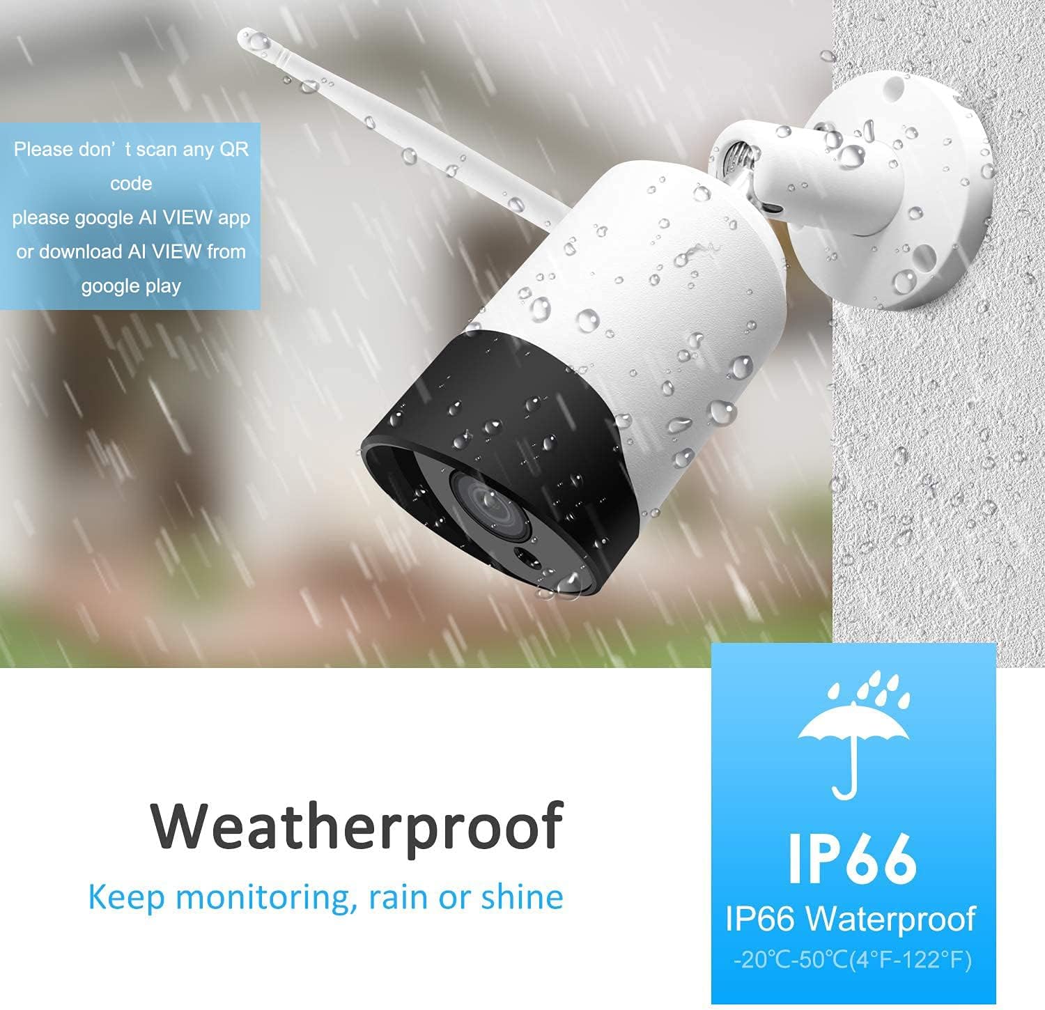 Security Camera Outdoor, 2.4G WiFi Security Cameras with 2- Way Audio and Night Vision , Motion Detection Security Camera,1080P IP Home Security Camera System Outside Surveillance Security Camera