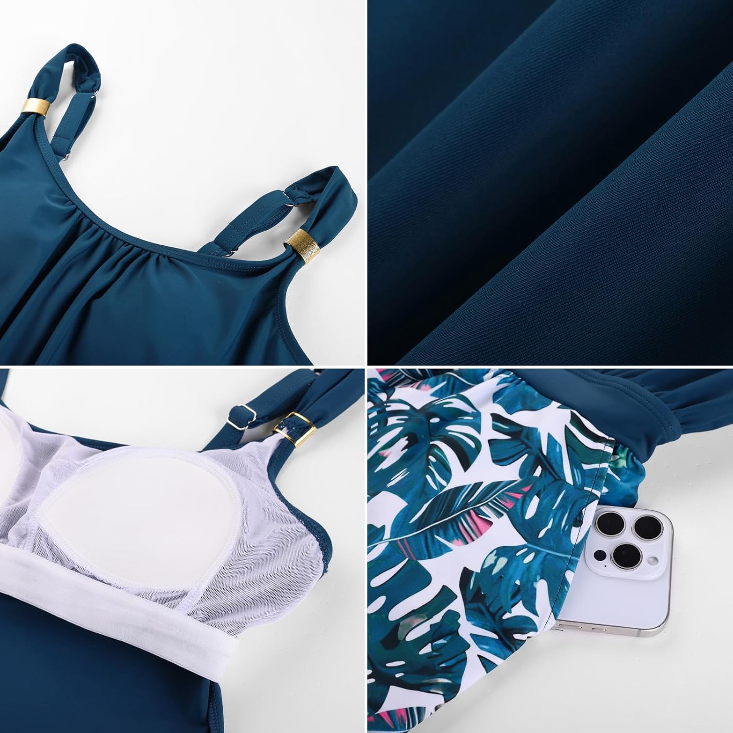 Hanna Nikole Romper One Piece Swimsuits with Short for Women, Boyleg Bathing Suit with Pockets Modest Swimwear