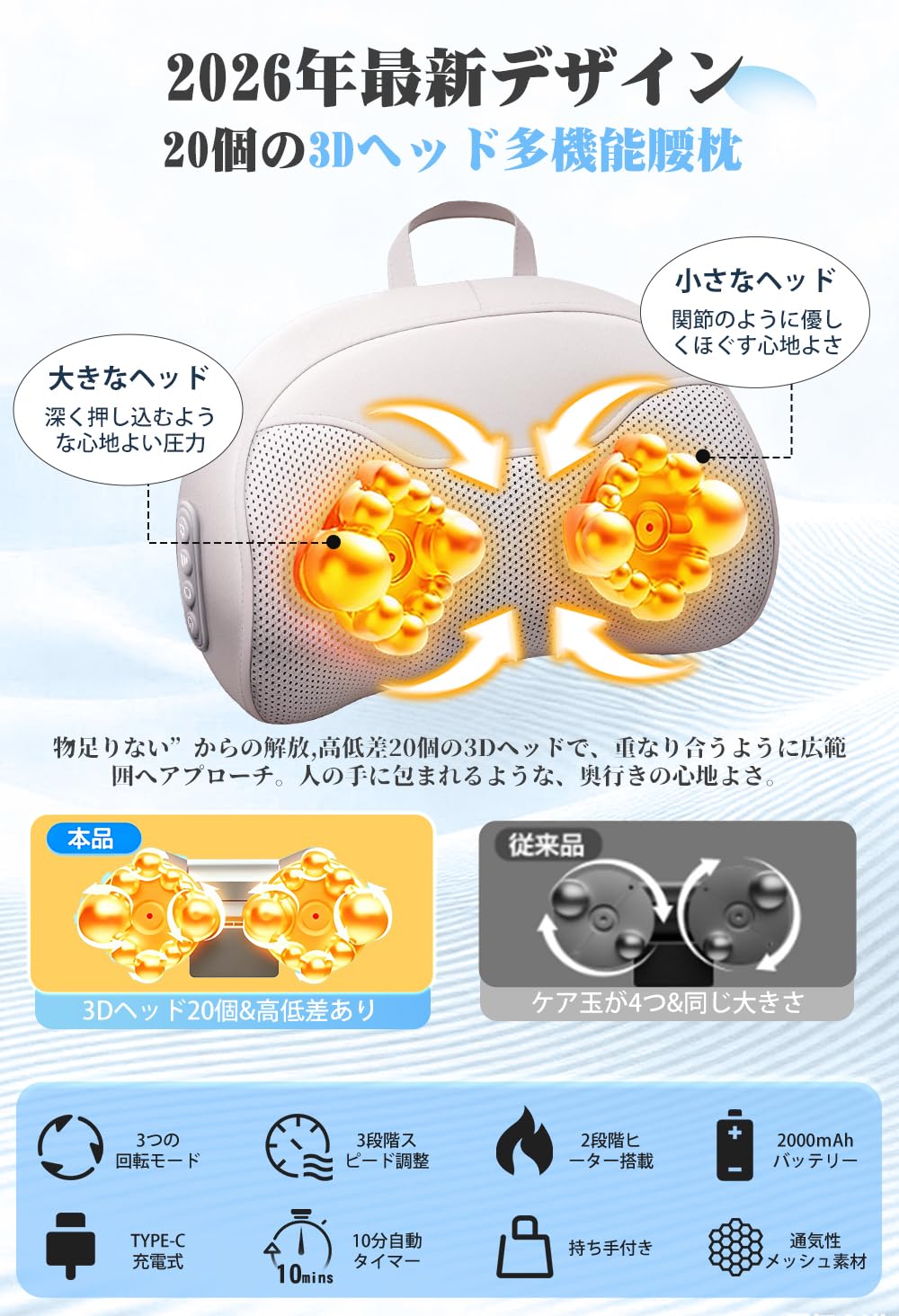 Amazon.co.jp : 【2026新設計&一台多役】腰枕 クッション 腰・背中・首