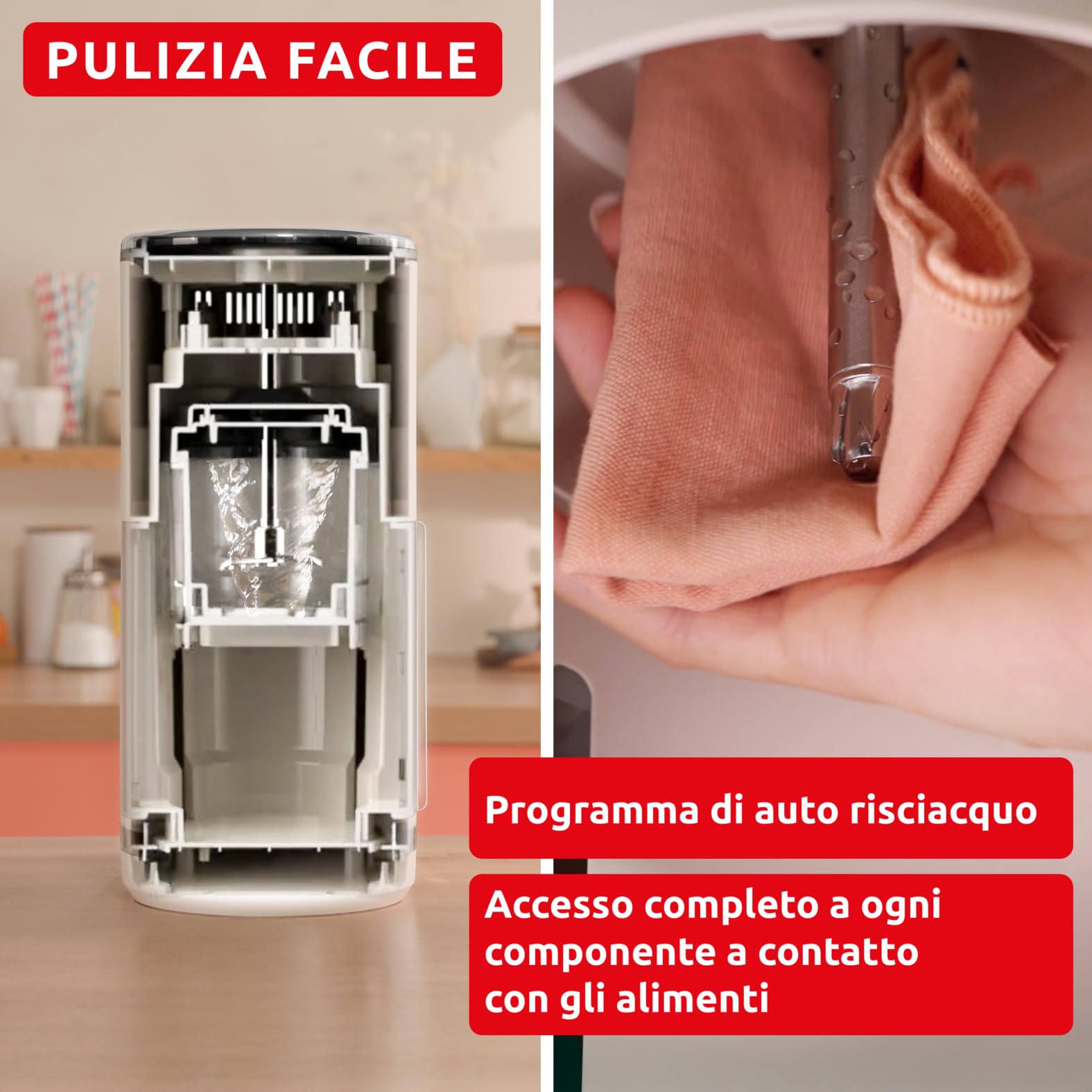 Moulinex Dolci, Lodówka, 10 programów w 1, czyszczenie z automatycznym płukaniem, technologia 1 Step Perfector, MJ602AF0