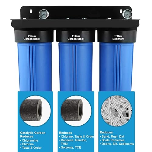 Miniatura 7 de EXPRT APEX MR-3021 - Filtro de agua para toda la casa purificador de agua de 3 etapas 1 filtro de sedimentos 2 de carbono elimina cloramina olor a