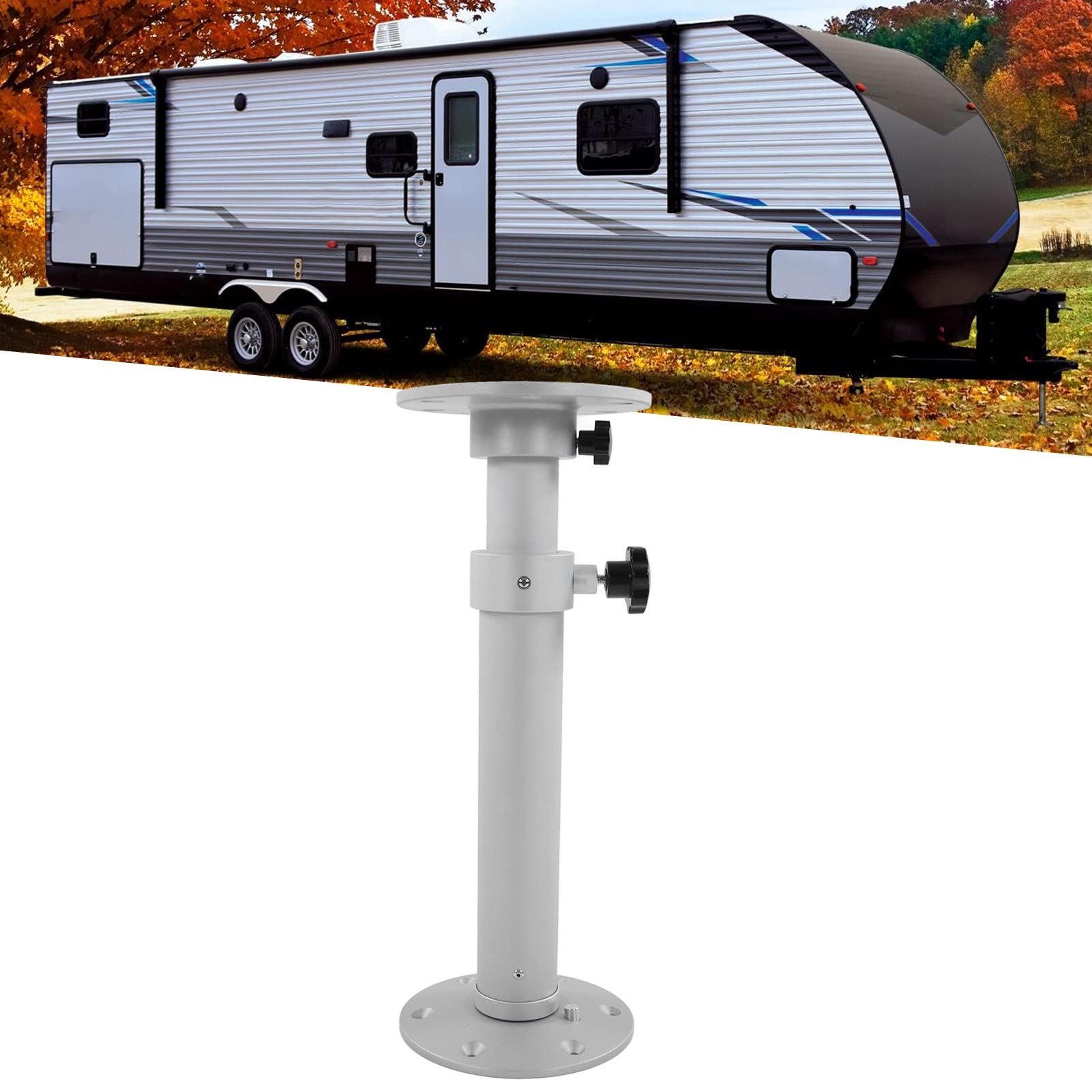 Gamba del Tavolo Rimovibile 445‑685 Mm Supporto Telescopico in Lega di Alluminio Regolabile in Altezza Supporto da Tavolo per Camper Argento Satinato per Camper e Yacht