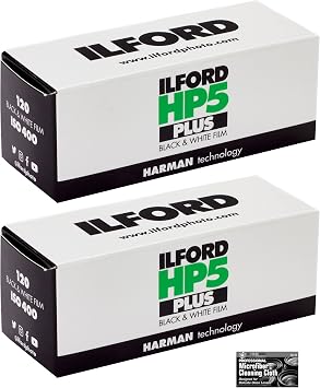Ilford HP5 Plus 400 Black and White Negative Film 400 ISO 120 Roll Film - 2 Pack with Cloth