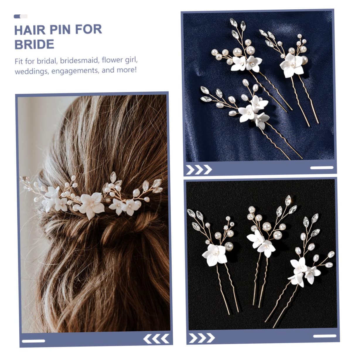minkissy 12stücke Hochzeits Haarnadeln Mit Perlen Und Blumen U-förmige Braut Haarschmuck Für Elegante Frisuren Bei Hochzeiten Und Festen Langlebig Und Stilvoll Ergänzung Für Ihr