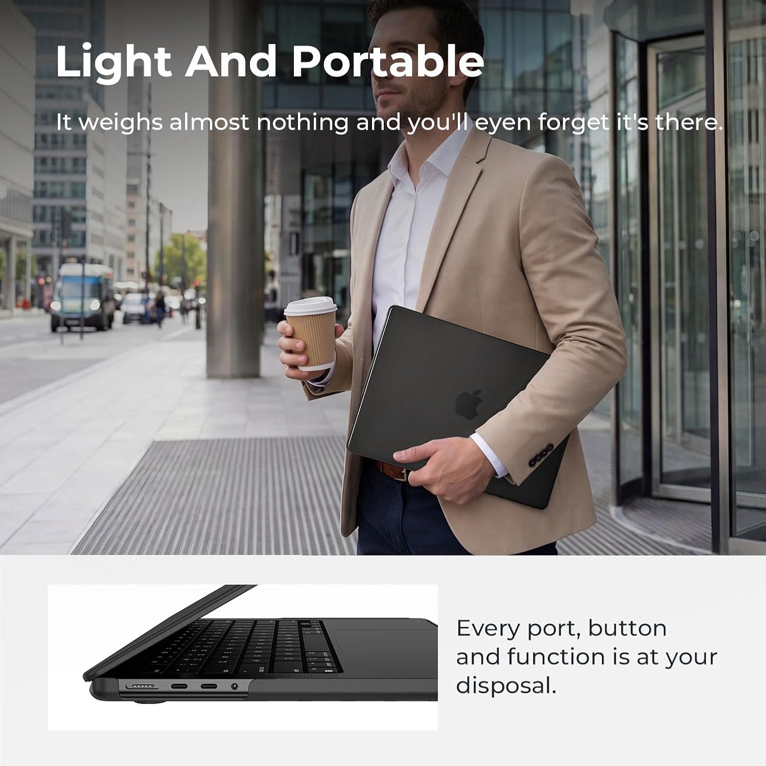 EooCoo Case for MacBook Pro 16 Inch 2026-2021 M5 M4 M3 M2 M1 Pro/Max, [Official Color Match, Anti-Slip, Drop Protection] Matte Hard Shell Laptop Cover, Matte Space Black