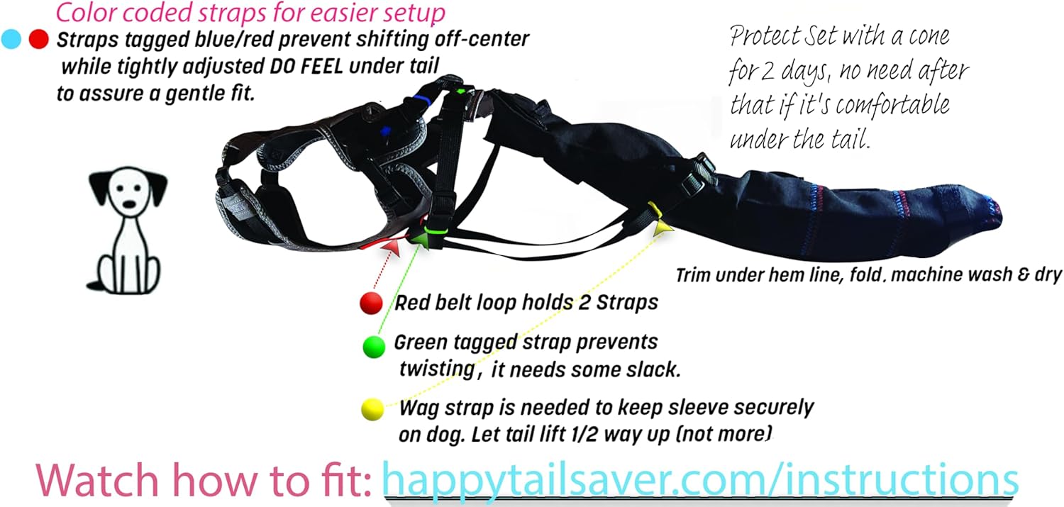 Large Happy Tail Protector for Labrador, Golden Retrieve, Pitty, Doodles – Check Size Chart Image for FIT, Large Set