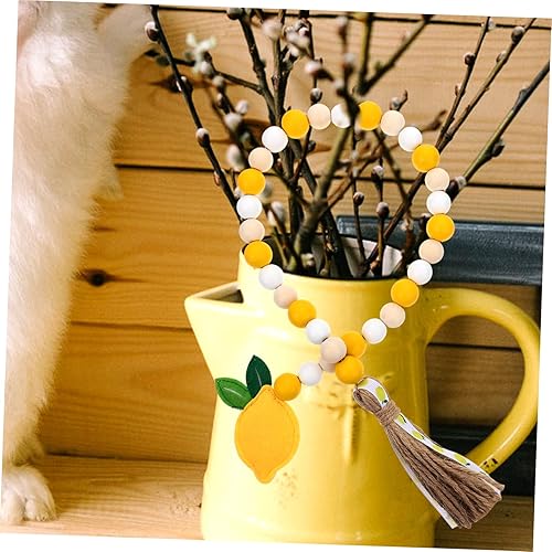 Miniatura 3 de ABOOFAN Abalorio de madera colgante decoración borla cuentas cadena colgante colgante pared hogar dic