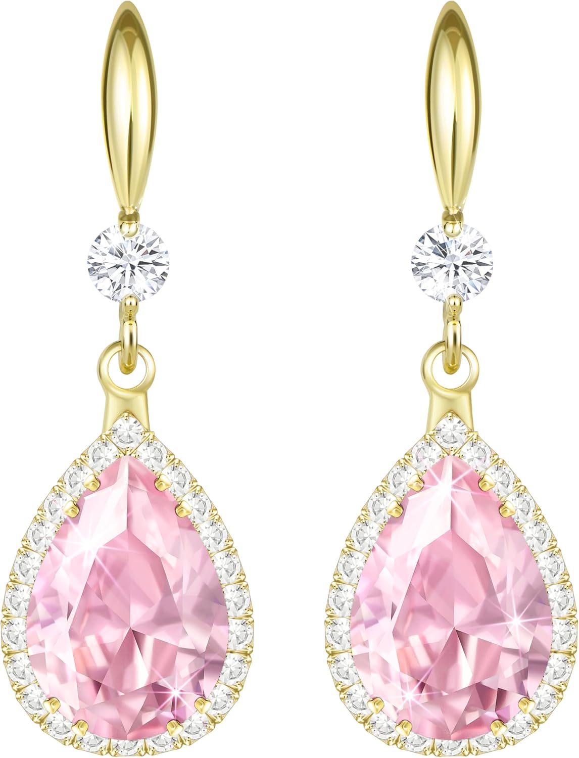 Linawe Imitation Diamond Dangle Earrings for Women Trendy, Rhinestone Drop Chandelier Earrings, Teardrop Crystal Cubic Zirconia Wedding Jewelry Set, 14K Gold/Rose Gold/Silver Tone