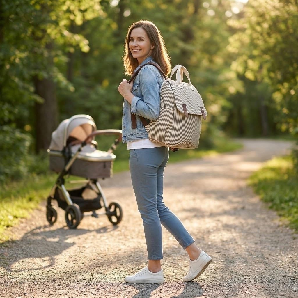 Sac à Dos Langer Bébé Ensemble Trois Pièces Matelas Biberon Grande Capacité Khaki