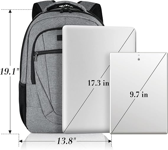 Travel Laptop Backpack, Backpacks for School College Teens, Business Anti Theft Slim Sturdy Backpack for Woman and Men with USB Charging Port, Adult Computer Work Backpack for 17 IN Laptop, Grey