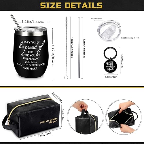 Miniatura 2 de Dandat Juego de 3 regalos de agradecimiento para hombres, bolsa de aseo de cuero, letrero de viaje con texto en inglés "May You Be Proud of the