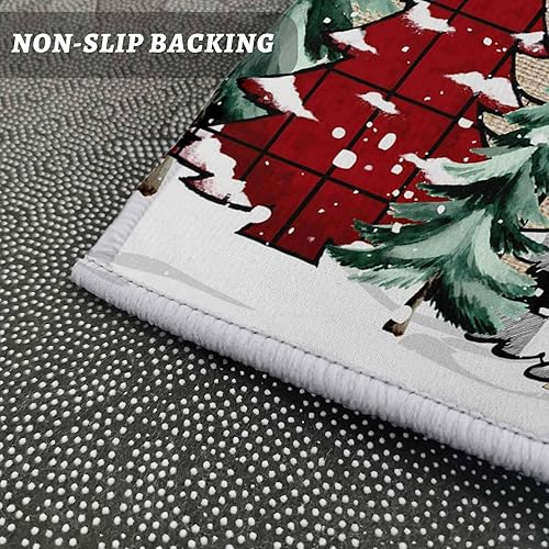 Miniatura 110 de Alfombras de cocina de Navidad absorbentes antideslizantes para piso, árbol de Navidad, muñeco de nieve y copo de nieve, alfombras y tapetes