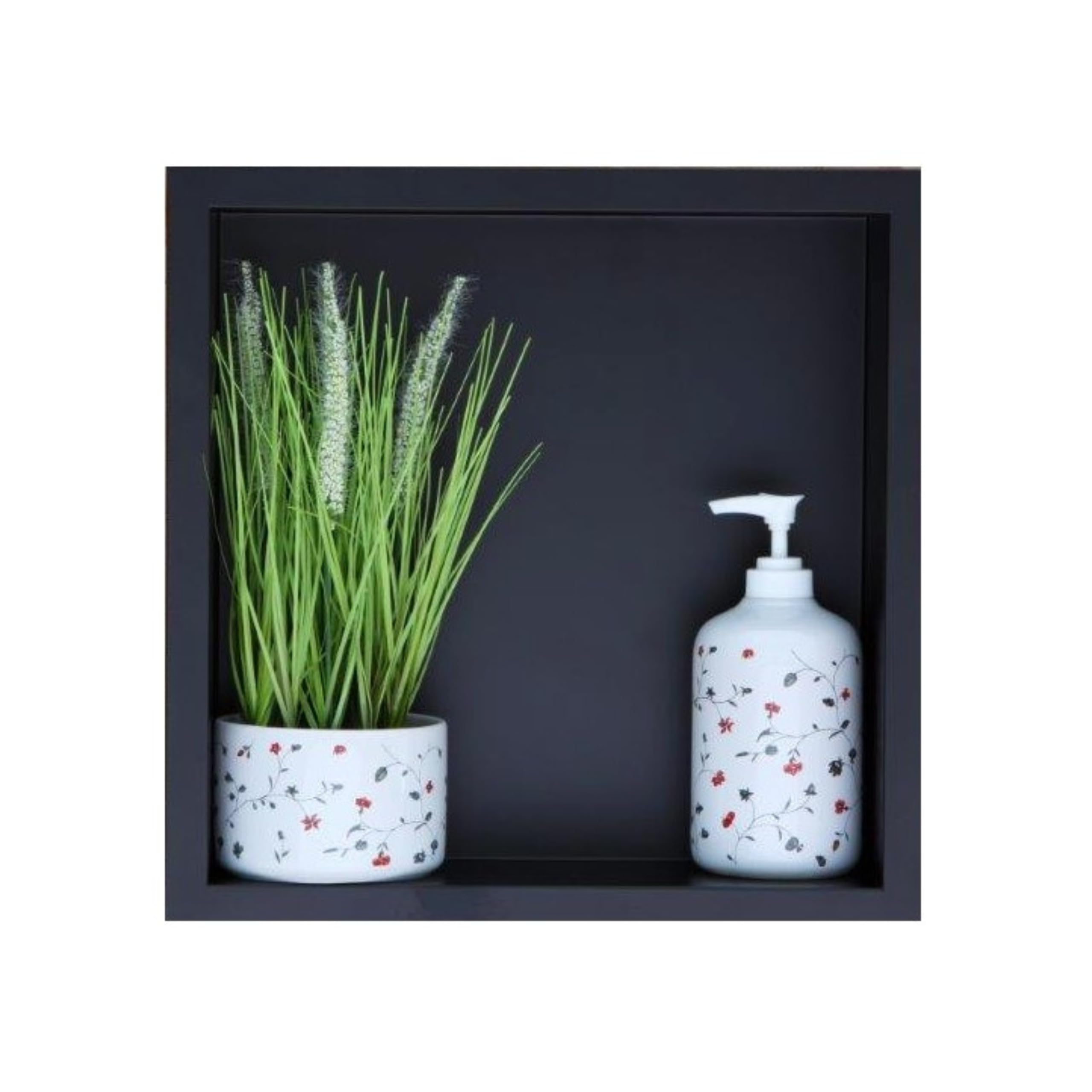 Wall-Box One Duschnische 30 x 30 x 7 cm, Edelstahl AISI 304, Schwarz | Edelstahl AISI 304, Rahmen 18,7 mm, 1 % Gefälle, 100 % wasserdicht, 10 J. + 2 J. Beschichtung