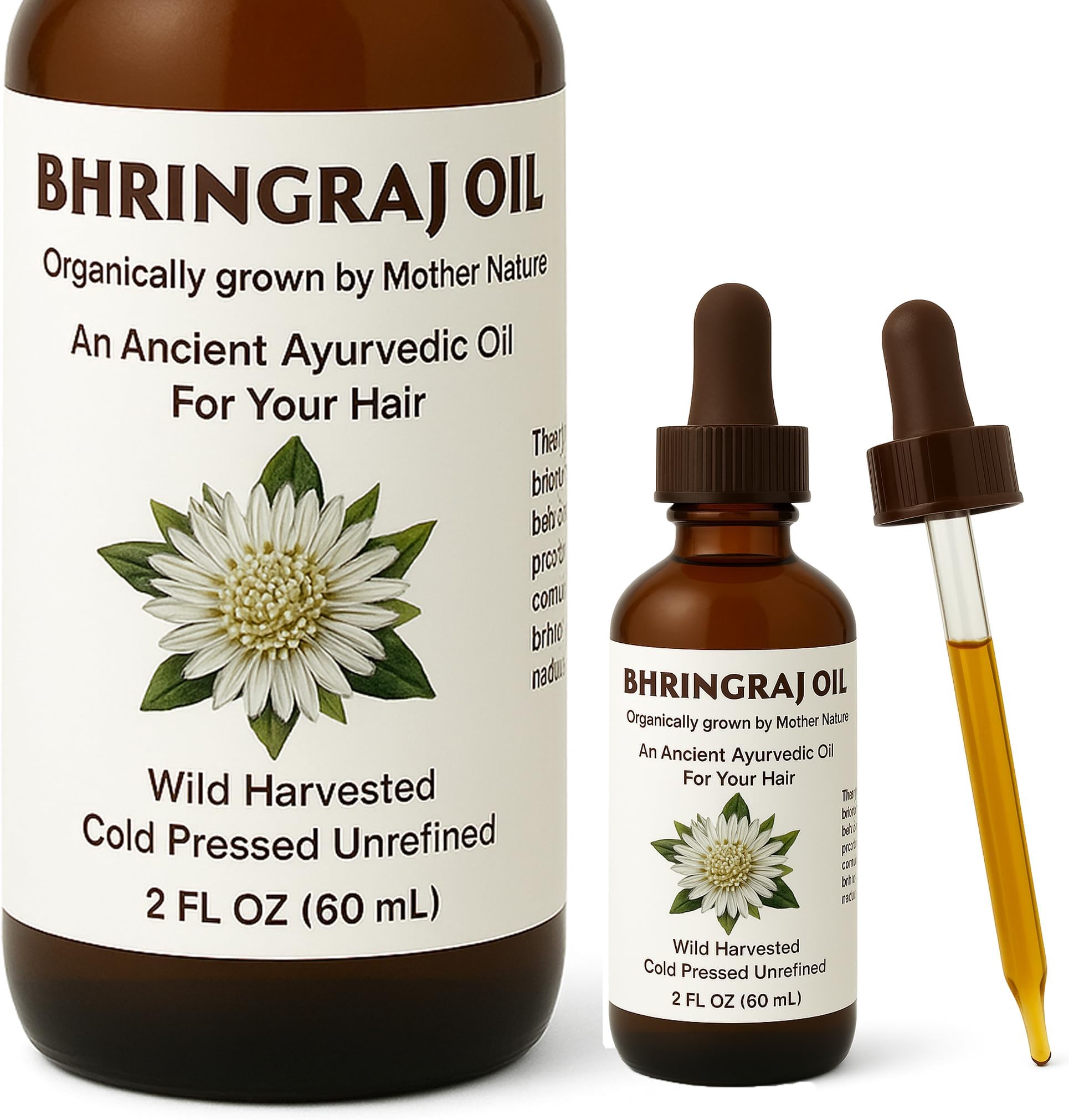 Bhringraj Oil, Indian Eclipta Alba Oil, Pure and Natural, Cleans scalp, Goddbye Dandruff, For Graying, Luminously shiny hair, Improve overall appearance of hair. 2 fl oz
