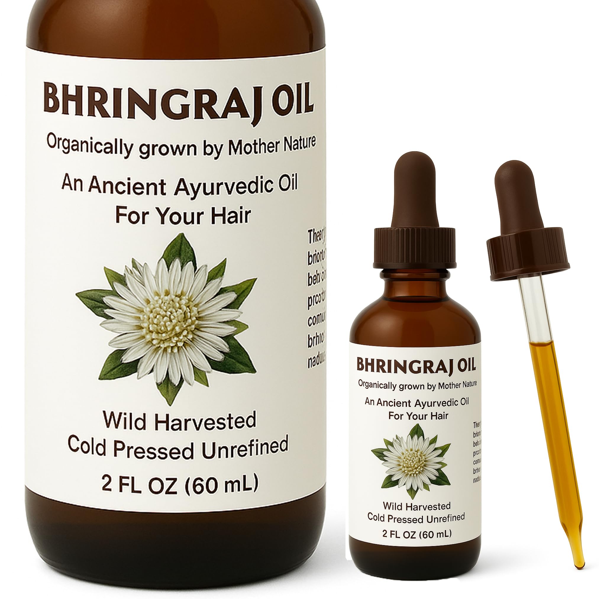 Bhringraj Oil – Pure Indian Eclipta Alba Oil for Hair Growth, Dandruff & Early Graying – Natural Scalp Cleanser – Hello Luminous, Shiny Hair – 60 ml / 2 fl oz