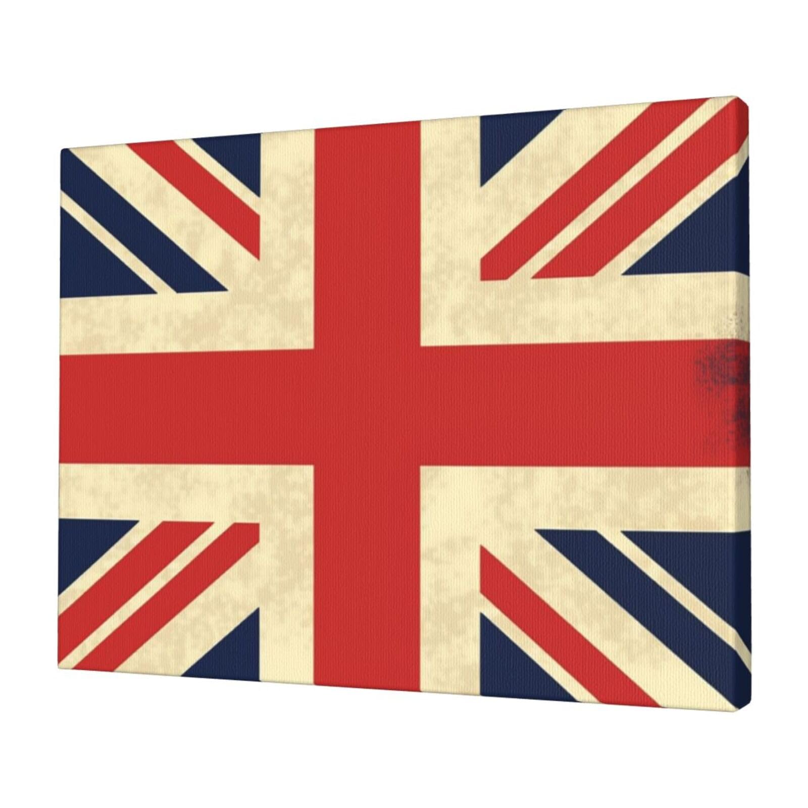 KLOPH UK Flag Canvas Wall Art for Living Room 12"x16" Modern Artwork Painting for Bathroom Hanging Canvas Prints Aesthetic Wallart for Bedroom Kitchen Office Wall Decor