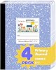 Primary Composition Notebook K-2, Primary Ruled Journal with Picture Space, 100 Sheets, 9-34 x 7-12, Bulk Marble Notebooks for School, Kids, Kindergarten Draw and White Story Journals, 4 Pack