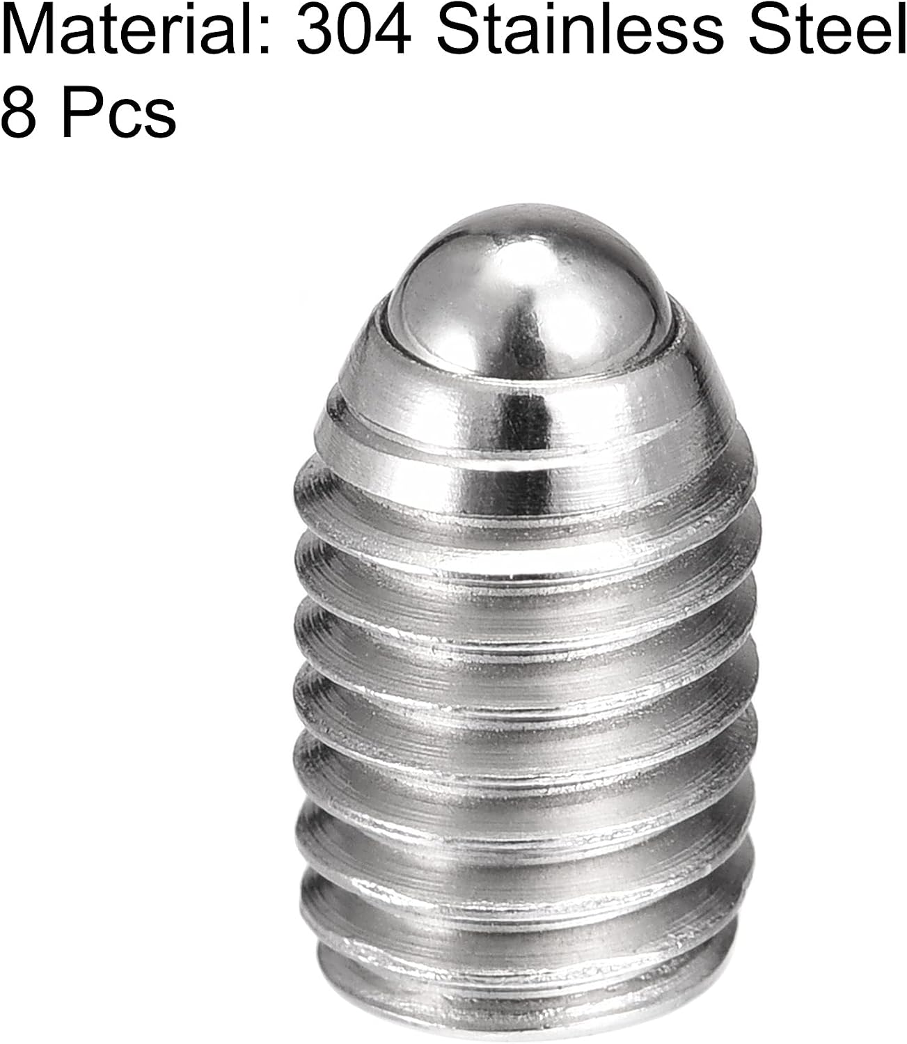sourcing map Ball Point Set Screws, M8 x 12mm 304 Stainless Steel Metric Spring Hex Socket Screw 8pcs - Image 4
