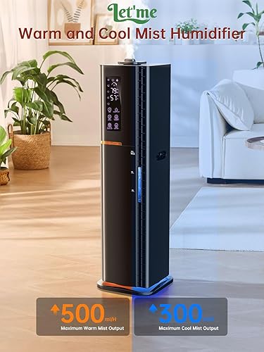 Miniatura 3 de Humidificadores de 2.64 galones para habitación grande, niebla cálida y fría de hasta 500 pies cuadrados, difusor de luz ambiental de llenado