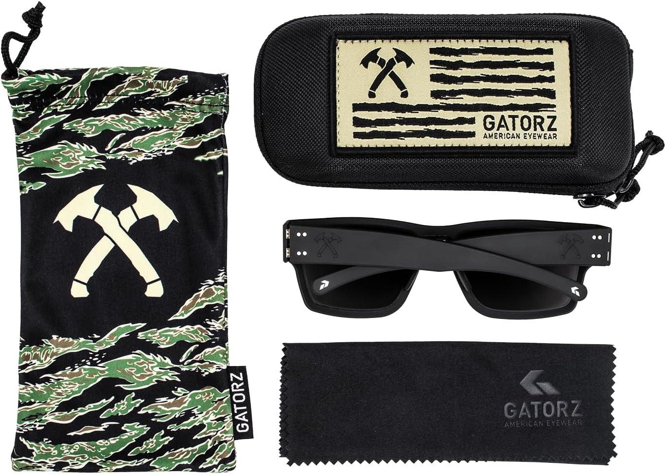 Gatorz Eyewear Jack Carr Delta Sunglasses - Black Frame with Black Tomahawks Logo, Smoke Digitally Optimized Polarized (Opz) Lens - GZ-50-092