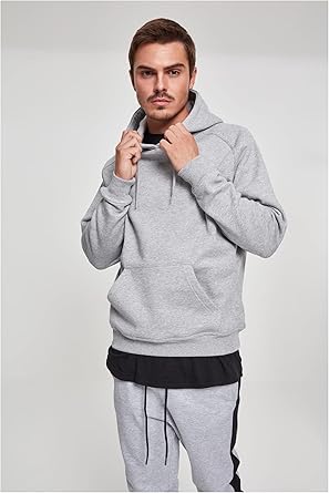 Urban Classics Mens Hoody TB014 Blank Hoody Color: Grey in Size: Large