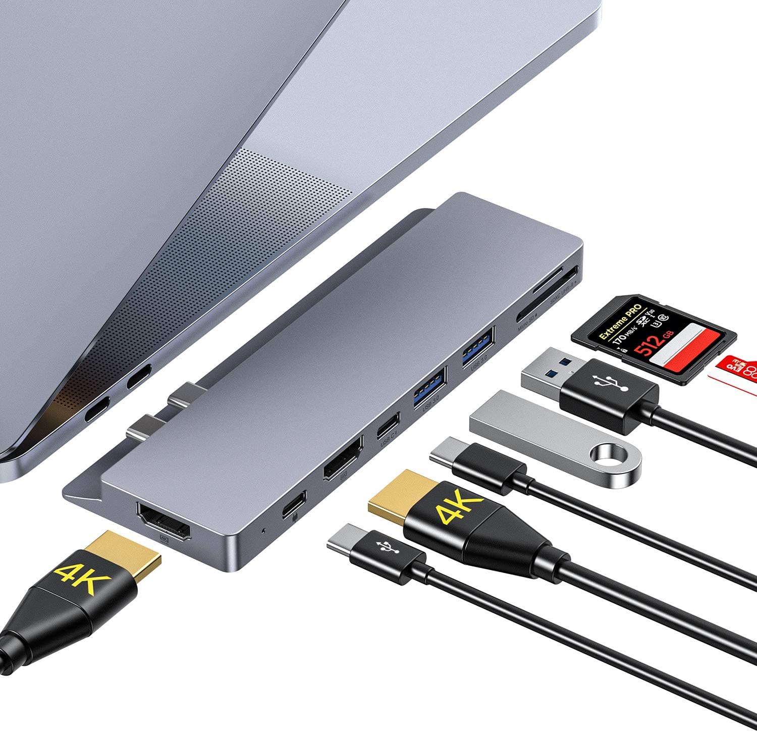 Top Rated USB C Hub,GIKERSY 8-in-2 USB C Docking Station with 2 HDMI 4K,PD 3.0,2 USB 3.0 Ports,Micro SD/UHS-II SD Card Reader,USB-C Data,Compatible with MacBook Pro 2019,2018,2017,2016,MacBook Air 2019,2018