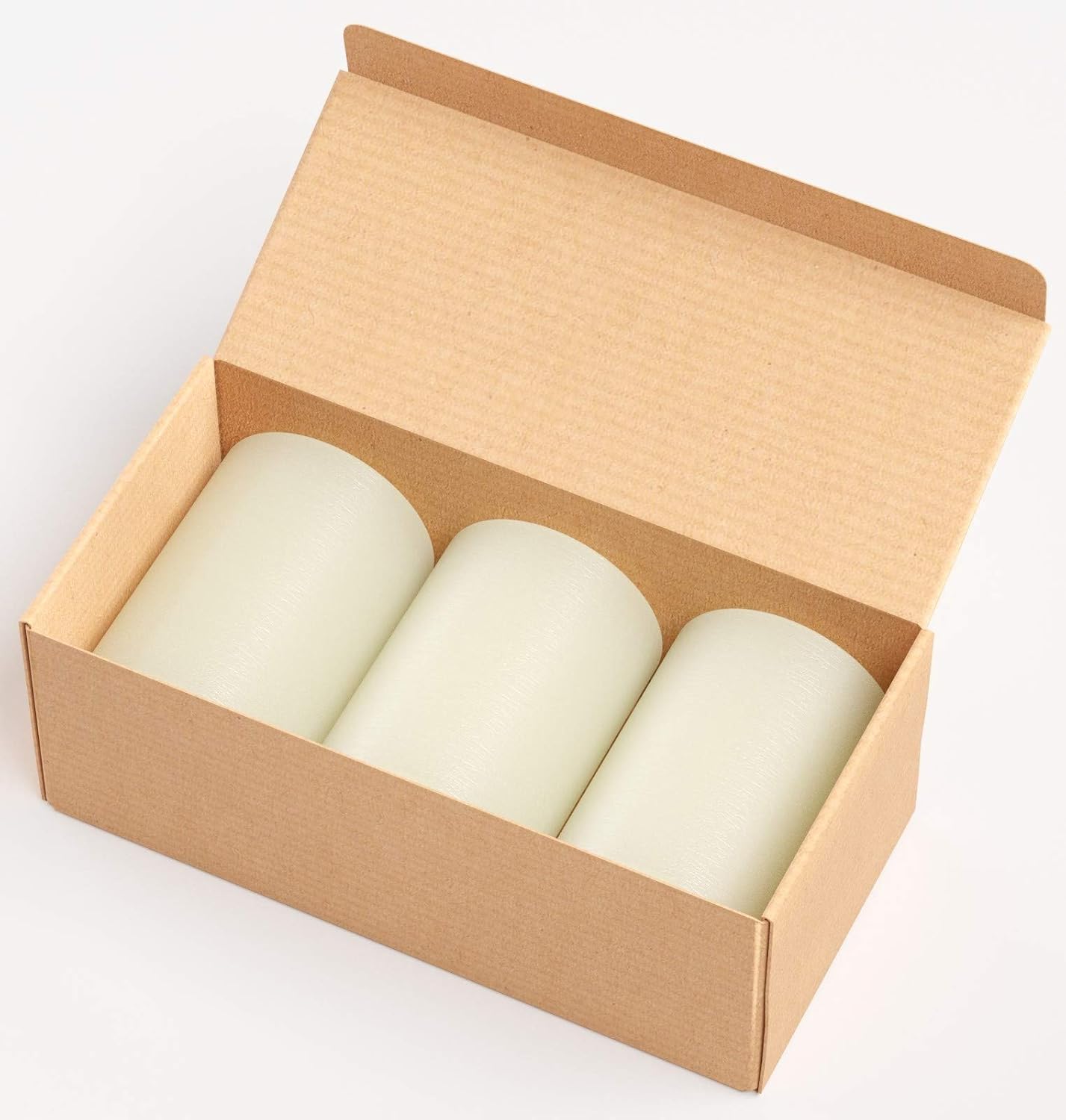 Set of 3 Pillar Candles 3" x 4" Unscented Handpoured Weddings, Home Decoration, Restaurants, Spa, Church Smokeless Cotton Wick - Ivory: Home Improvement