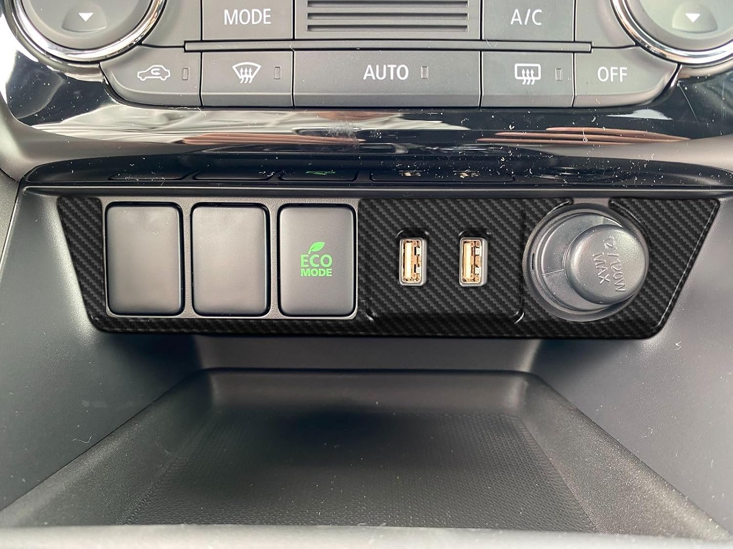 Cigarette Lighter Panel Cover Compatible with Mitsubishi Eclipse Cross 2025 2024 2023-2018 Center Console USB Panel Trim Car Accessories Stainless Steel 1PC (Carbon Fiber Style)
