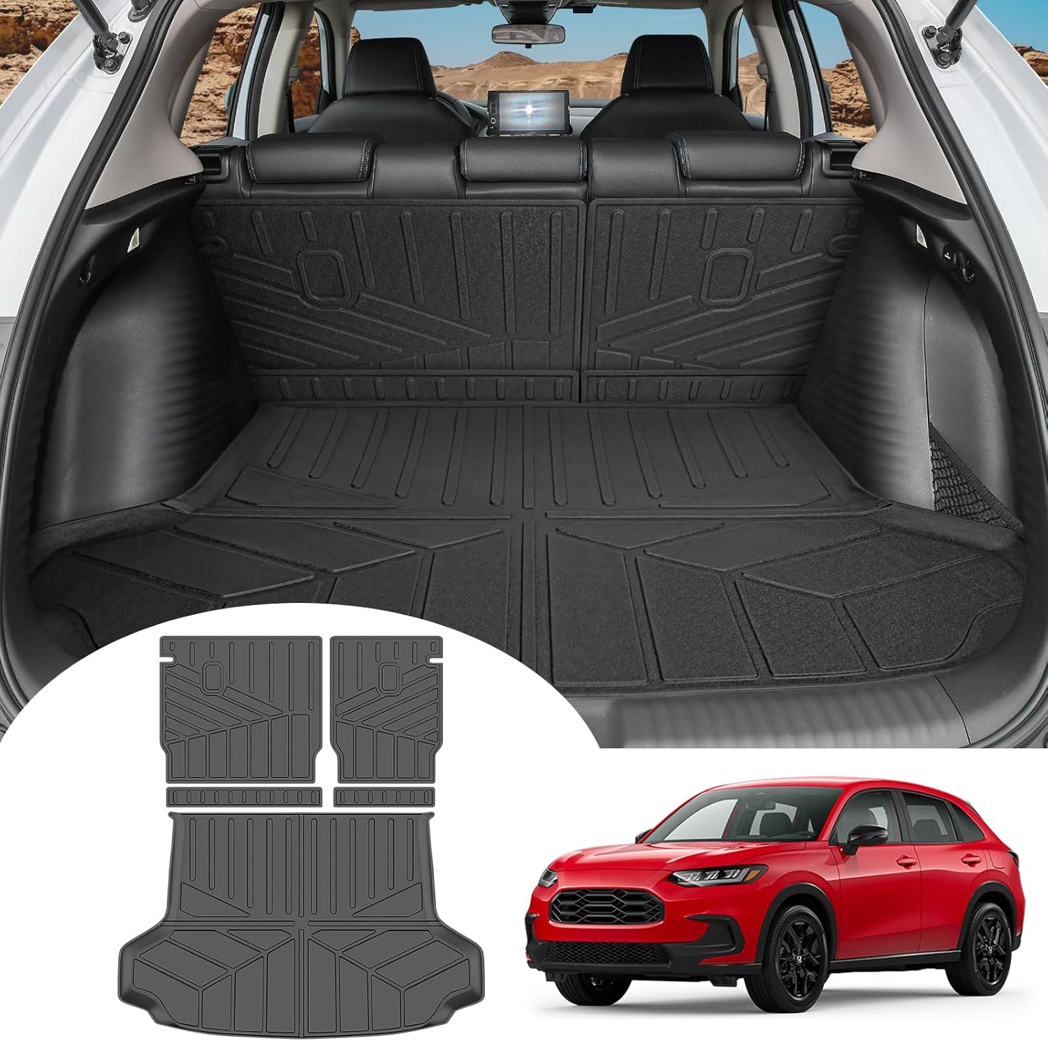 Cargo Mat Fit for 2023 2024 2025 Honda HRV HR-V Cargo Liner Seat Back Cover Trunk Mat Trunk Liner for 2023-2025 Honda HRV (Cargo Mat+Seat Back Mat)